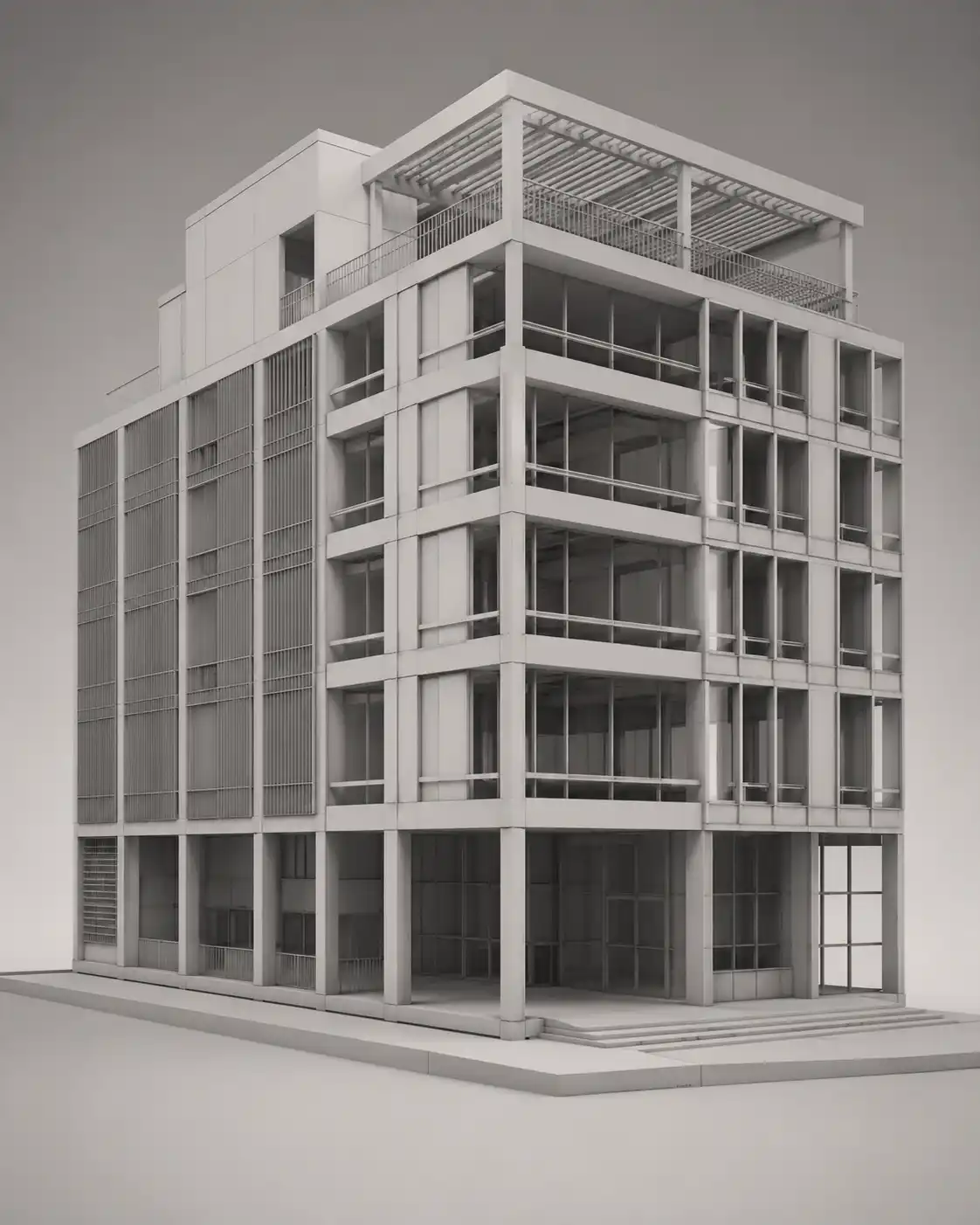 Production-ready 3D architectural model showing building massing and facade detail created by Archvizly