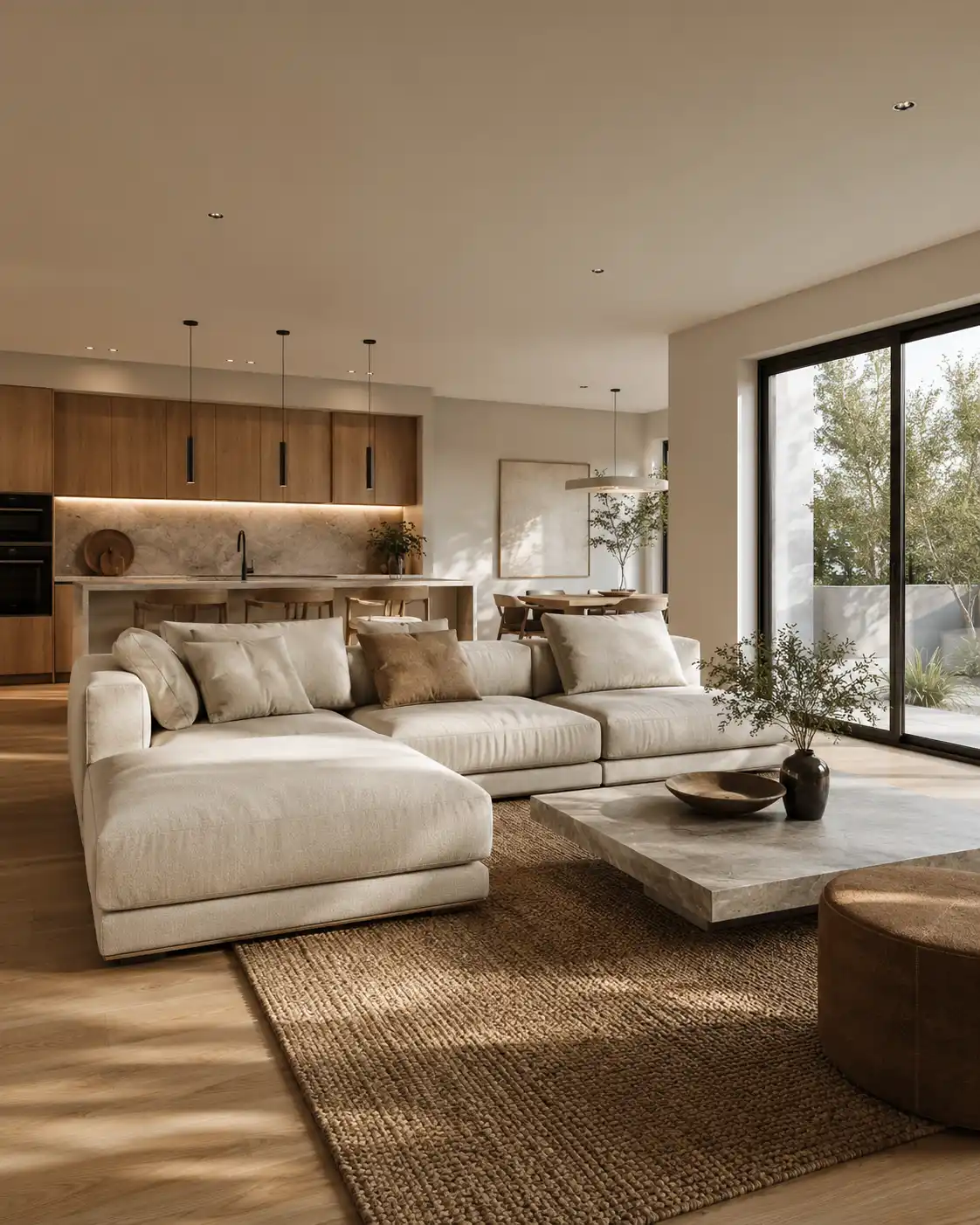 Photorealistic interior rendering of a contemporary living room produced by Archvizly for residential and interior design projects