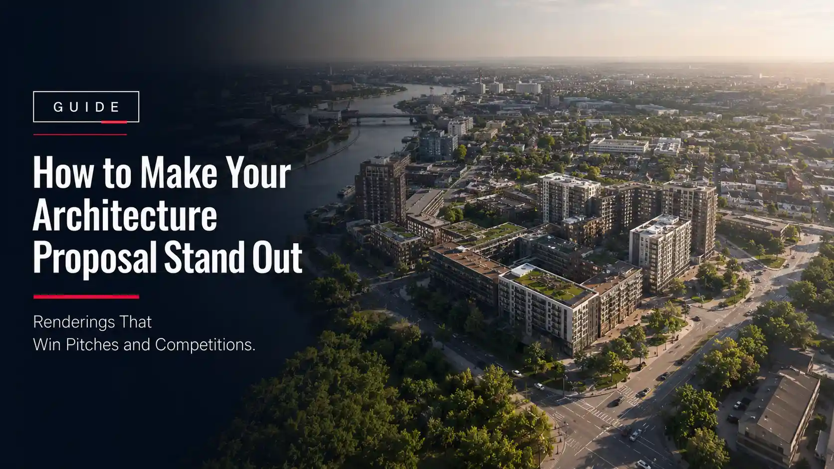 Aerial rendering of a mixed-use masterplan for an architecture competition proposal