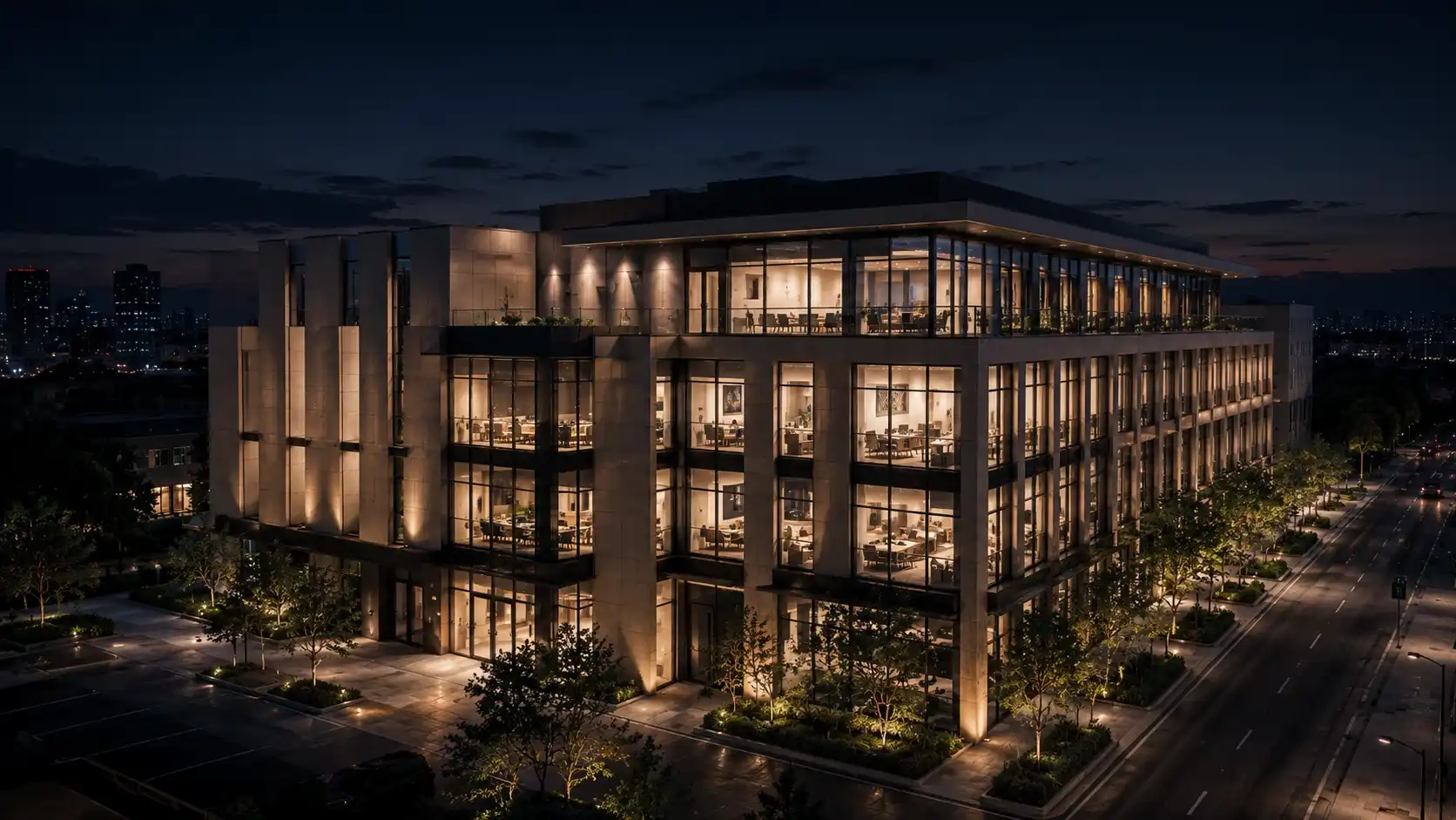 Commercial-tier exterior rendering example illustrating 3D rendering company cost tiers