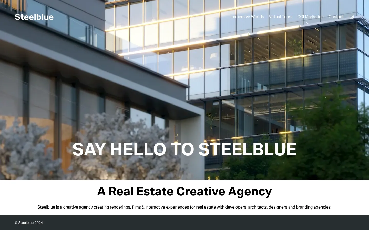 Steelblue homepage, one of the 3D rendering firms for real estate based in San Francisco