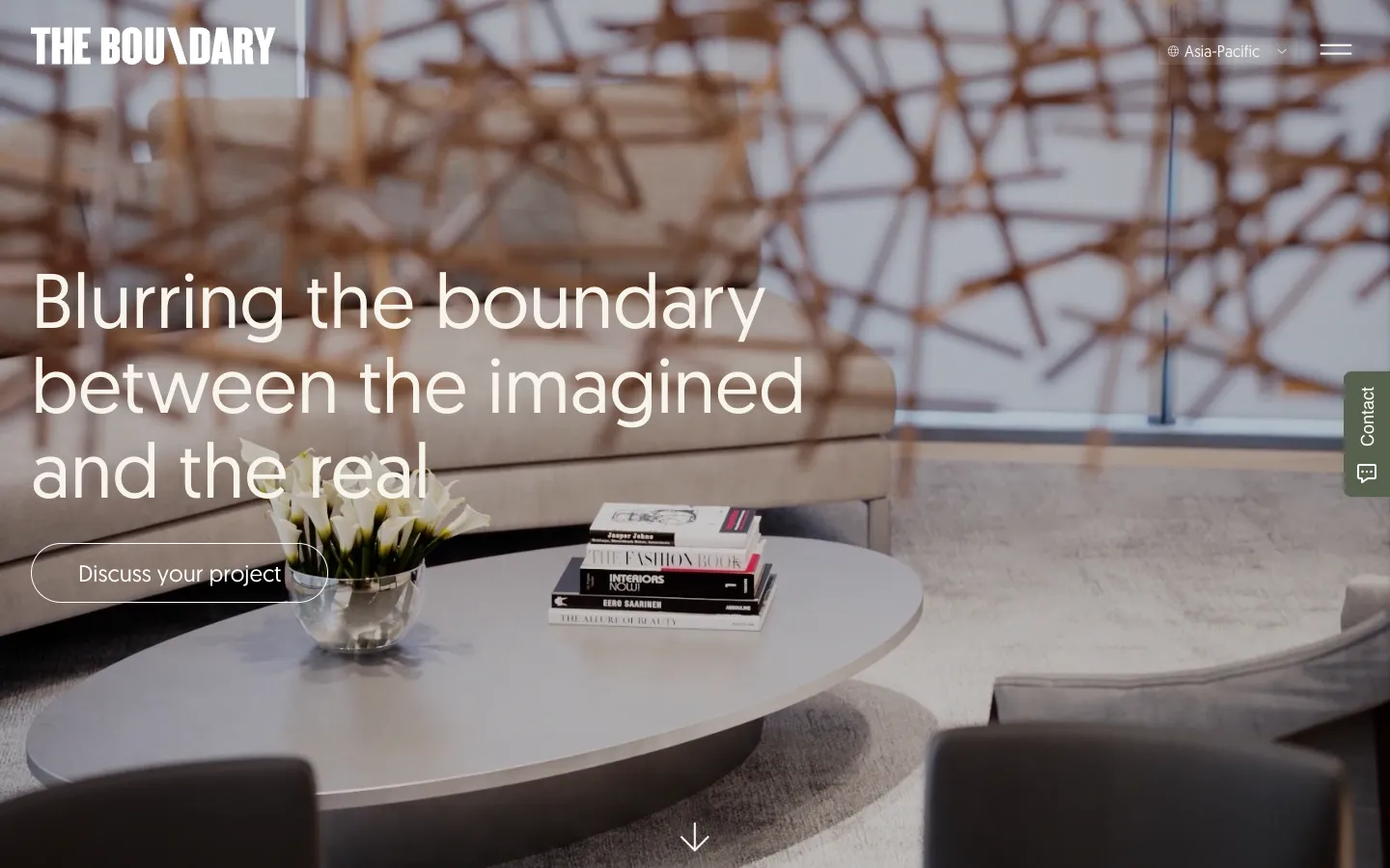 The Boundary US homepage, one of the 3D rendering companies offering virtual showrooms and digital twins